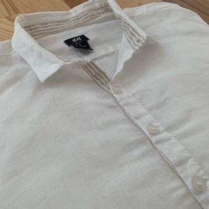 H&M men linen white shirt size XL